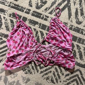 Urban outfitters tie front strawberry printed bralette size medium
